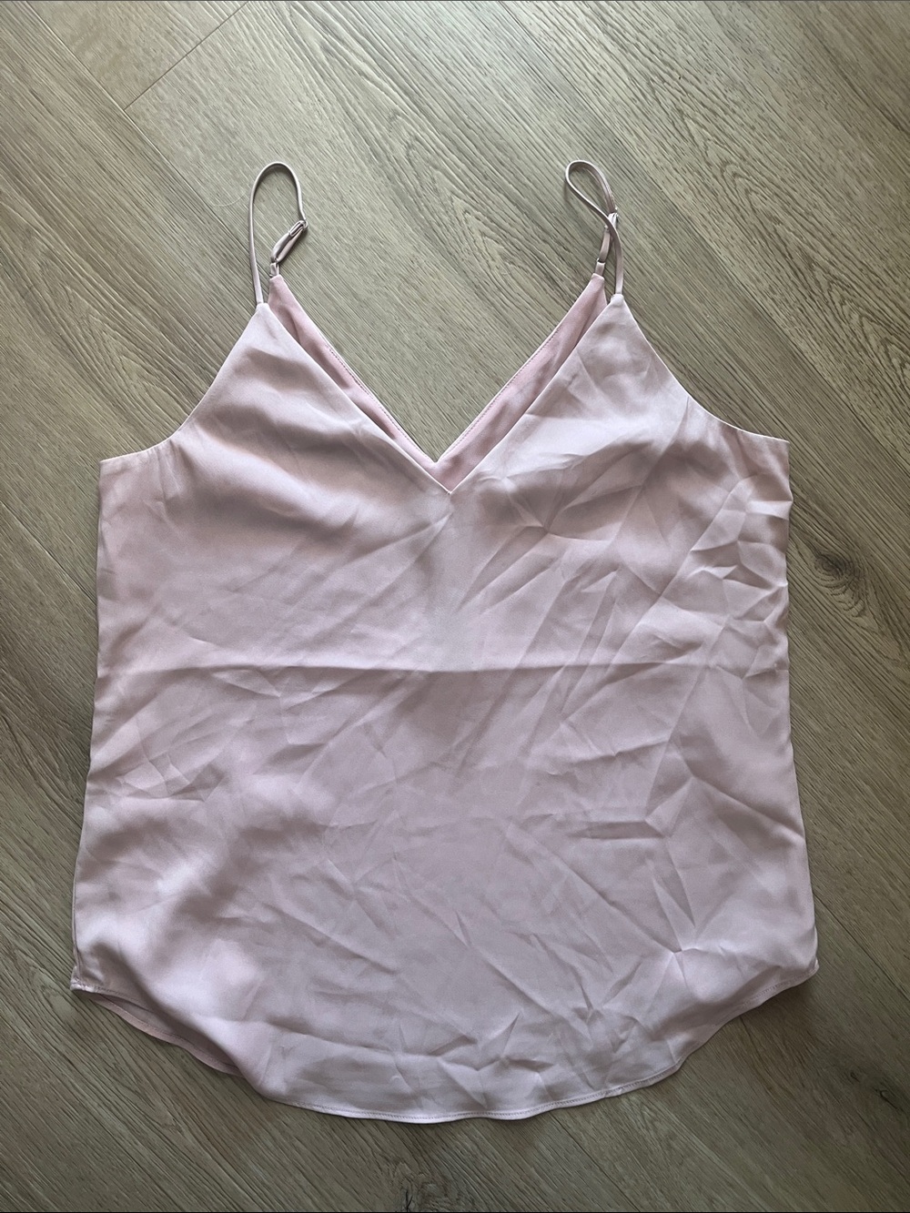 Express Satin V-Neck Cami in Blush Pink